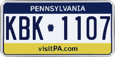 PA license plate KBK1107
