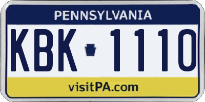 PA license plate KBK1110
