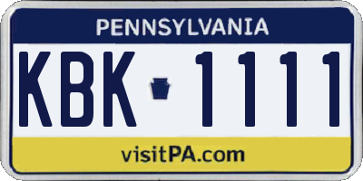 PA license plate KBK1111