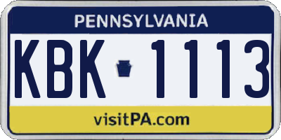 PA license plate KBK1113