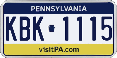 PA license plate KBK1115
