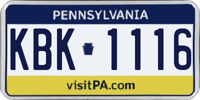 PA license plate KBK1116