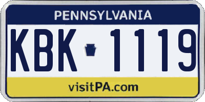 PA license plate KBK1119