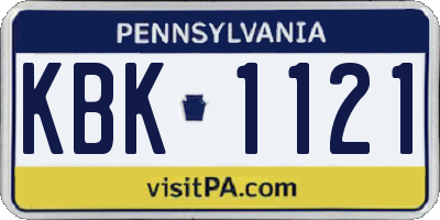 PA license plate KBK1121