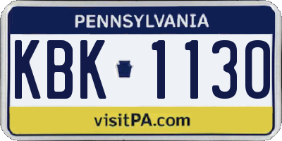 PA license plate KBK1130