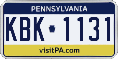 PA license plate KBK1131