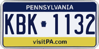 PA license plate KBK1132