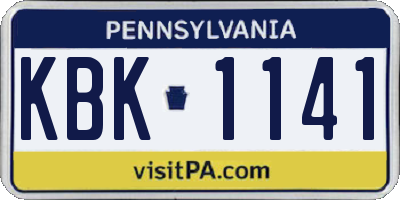 PA license plate KBK1141