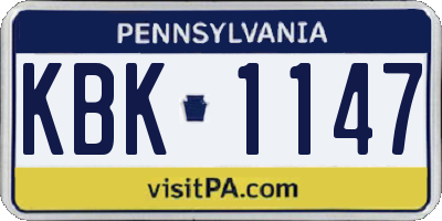 PA license plate KBK1147