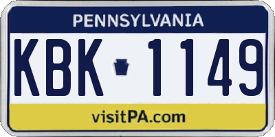 PA license plate KBK1149
