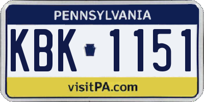 PA license plate KBK1151