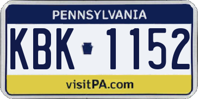 PA license plate KBK1152