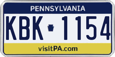 PA license plate KBK1154