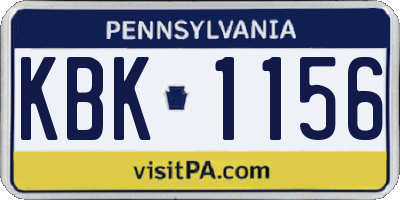 PA license plate KBK1156