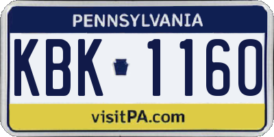 PA license plate KBK1160