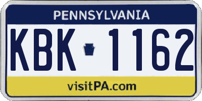 PA license plate KBK1162