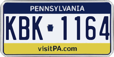 PA license plate KBK1164