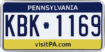 PA license plate KBK1169