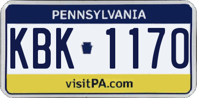 PA license plate KBK1170