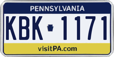 PA license plate KBK1171