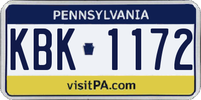 PA license plate KBK1172