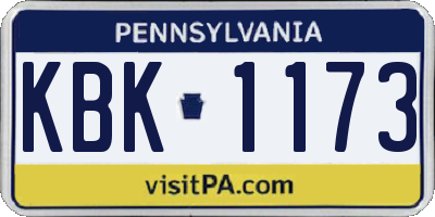 PA license plate KBK1173