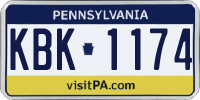 PA license plate KBK1174