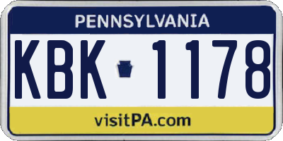 PA license plate KBK1178