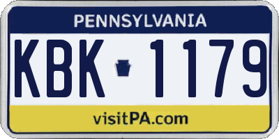 PA license plate KBK1179