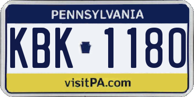 PA license plate KBK1180