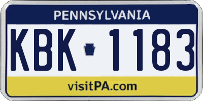 PA license plate KBK1183