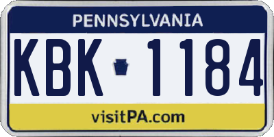 PA license plate KBK1184