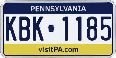 PA license plate KBK1185