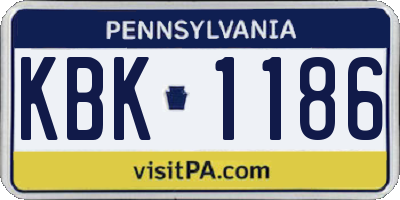 PA license plate KBK1186