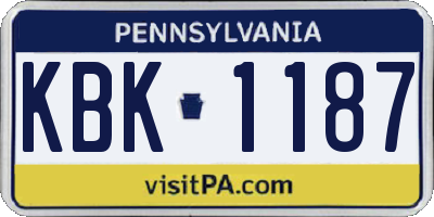 PA license plate KBK1187