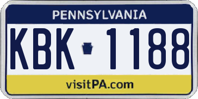 PA license plate KBK1188