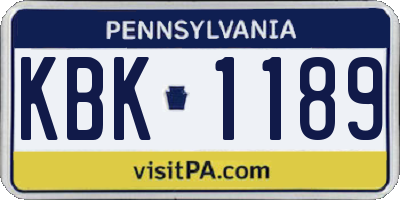 PA license plate KBK1189