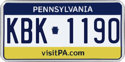 PA license plate KBK1190