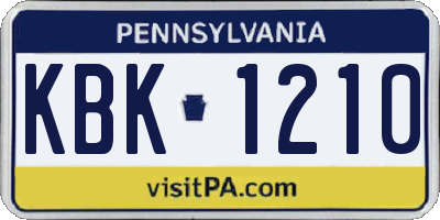 PA license plate KBK1210