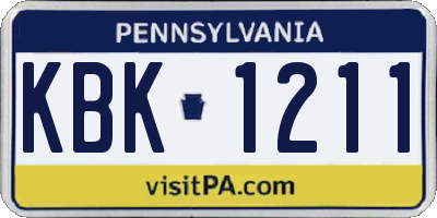 PA license plate KBK1211