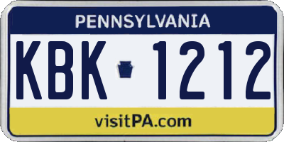PA license plate KBK1212