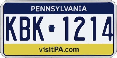 PA license plate KBK1214