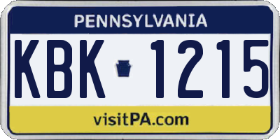 PA license plate KBK1215