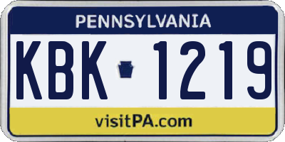 PA license plate KBK1219