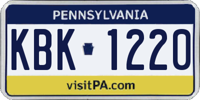 PA license plate KBK1220