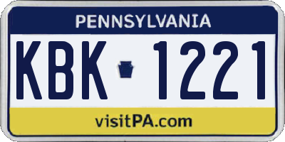 PA license plate KBK1221
