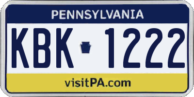 PA license plate KBK1222