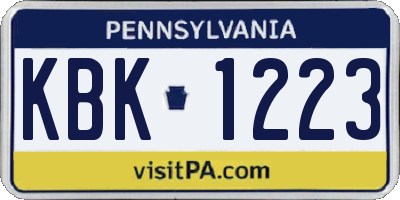 PA license plate KBK1223