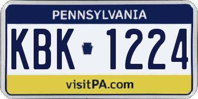PA license plate KBK1224