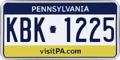 PA license plate KBK1225